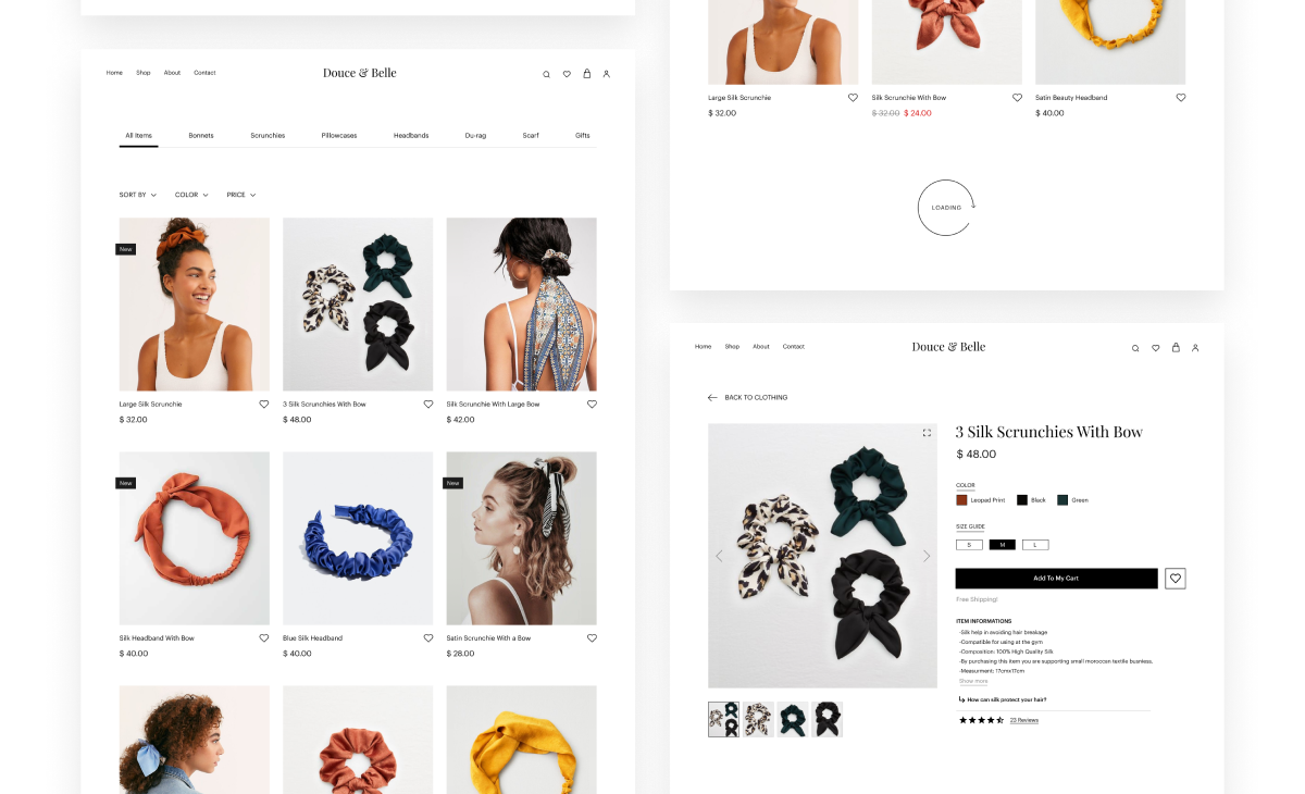 Douce & Belle product grid
